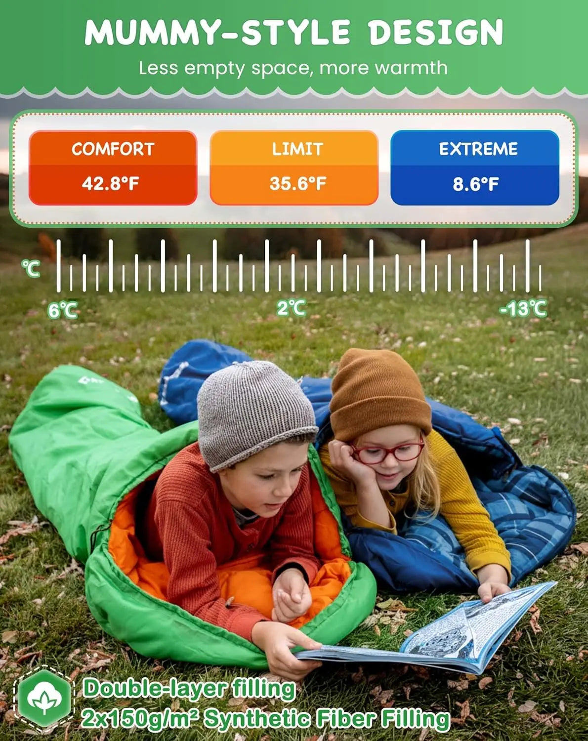 Lightweight Waterproof Flannel Kids Sleeping Bag For Youth Camping