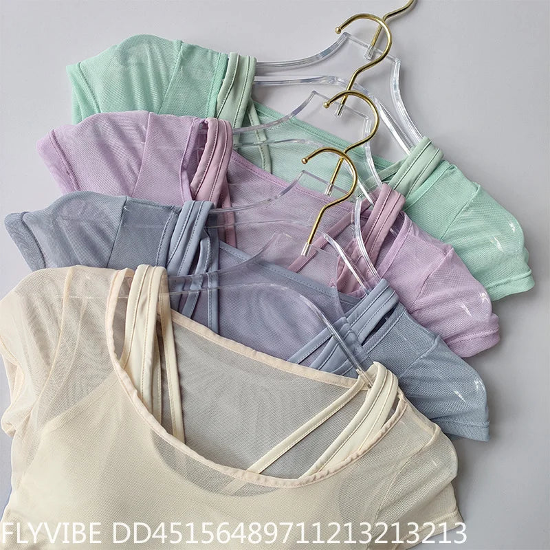 Women Seamless Quick Dry Yoga Top Built In Chest Pad