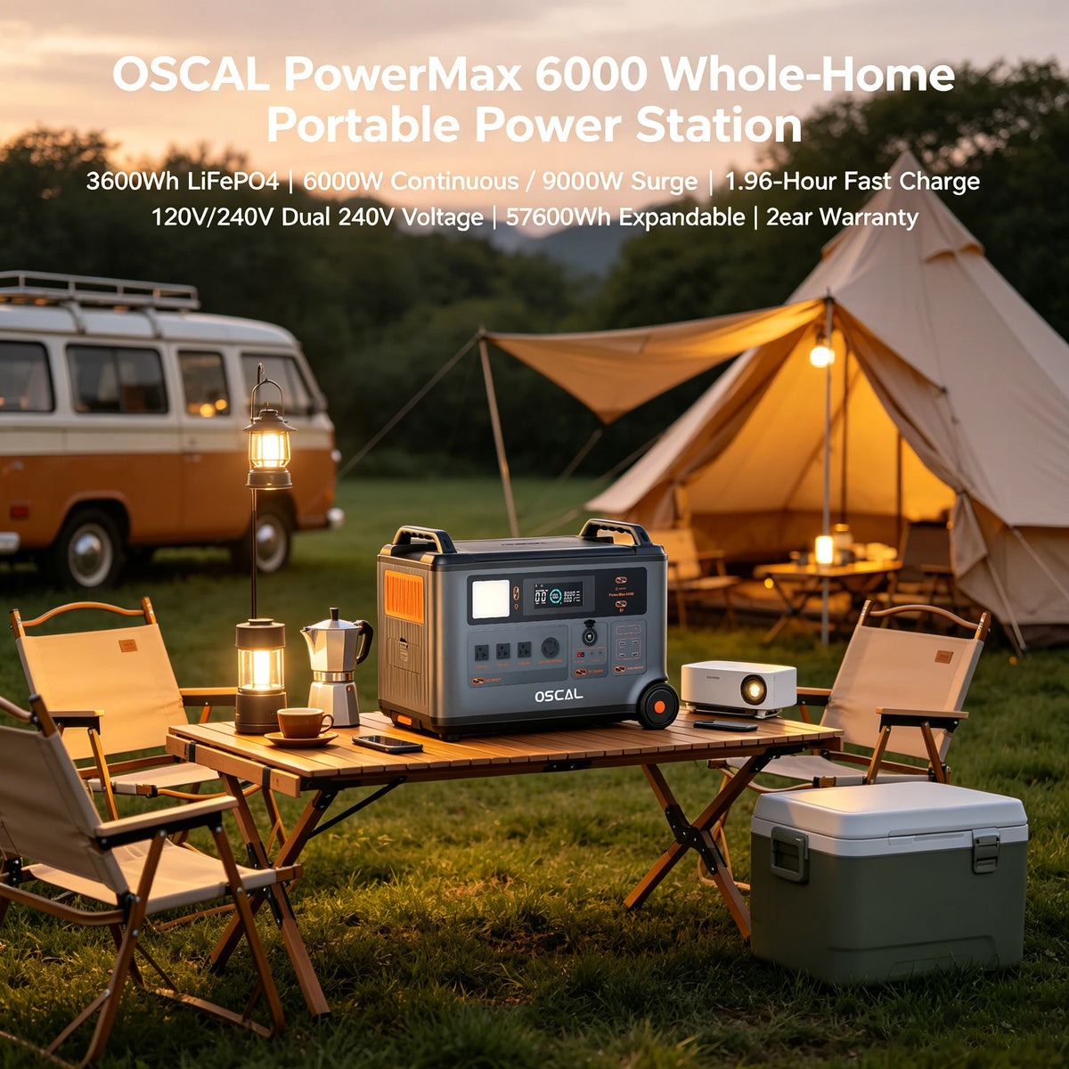 Oscal Powermax 6000W Solar Generator With 3600Wh Lifepo4 Battery