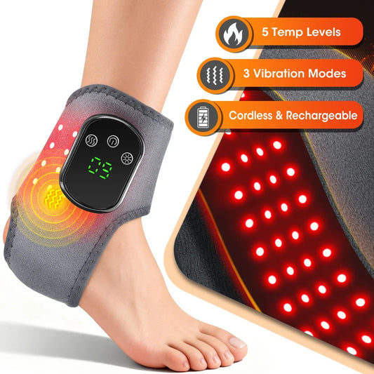 Pastsky Rechargeable Red Light Ankle Brace With Heat And Massage