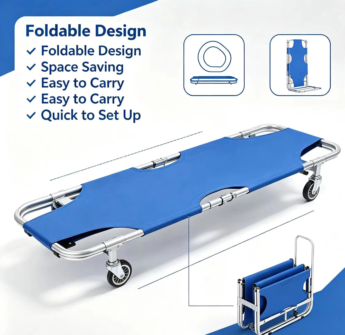 Aluminum Alloy Folding Emergency Stretcher With 350 Lb Capacity