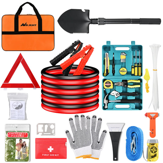 Nilight Car Emergency Kit With Jumper Cable And First Aid