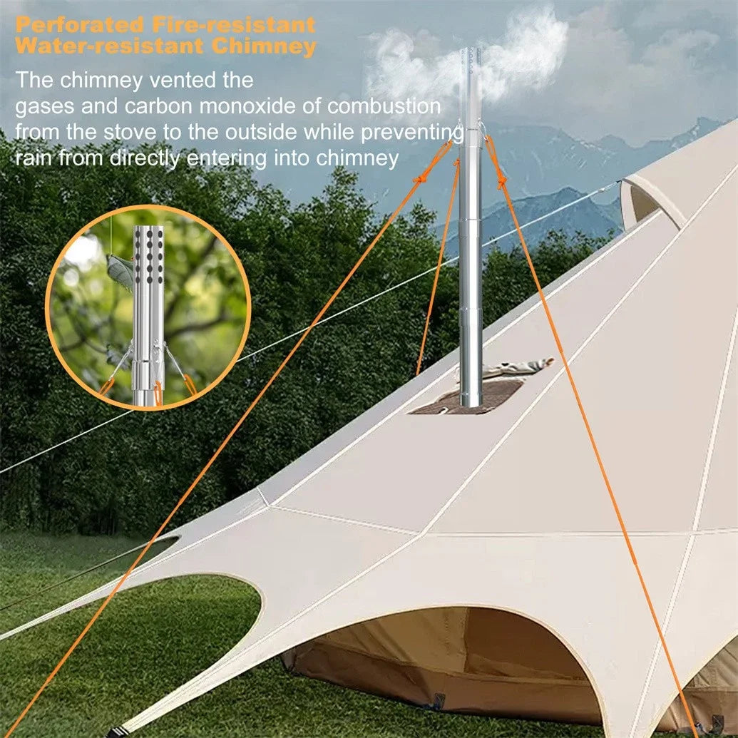 Portable Hot Tent Wood Stove With Six Stainless Chimney Pipes