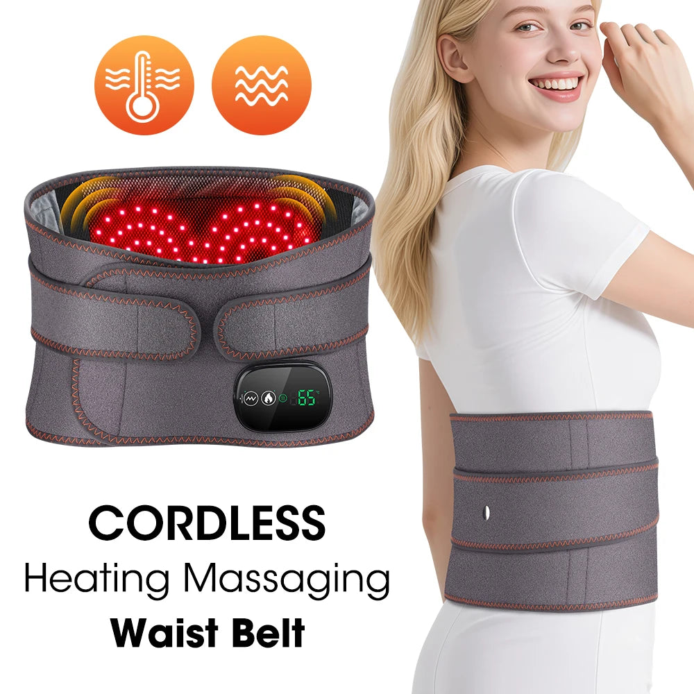 Agdoad Heating Vibration Massager Belt Red Light Waist Support