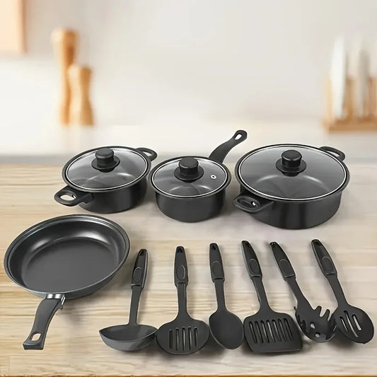 Aehome Stainless Steel Cookware Set With Nylon Utensils