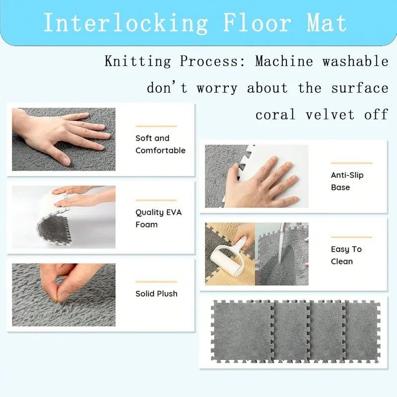 Interlocking Plush Foam Exercise Mats For Home Gym And Yoga