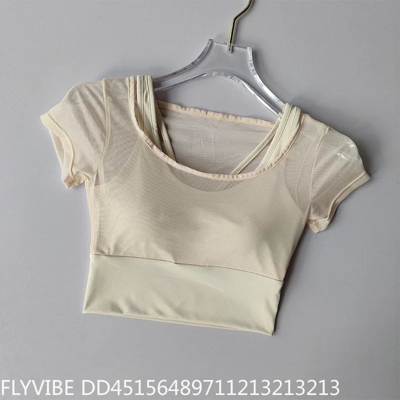 Women Seamless Quick Dry Yoga Top Built In Chest Pad