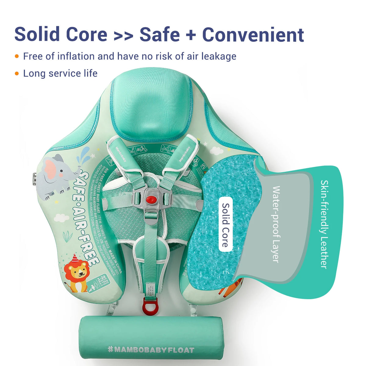 Mambobaby Non Inflatable Baby Swim Trainer With Removable Canopy