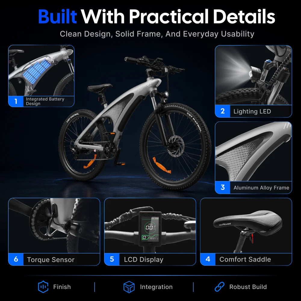 Huanci Q5 2000W Torque Sensor Electric Mountain Bike Removable Battery