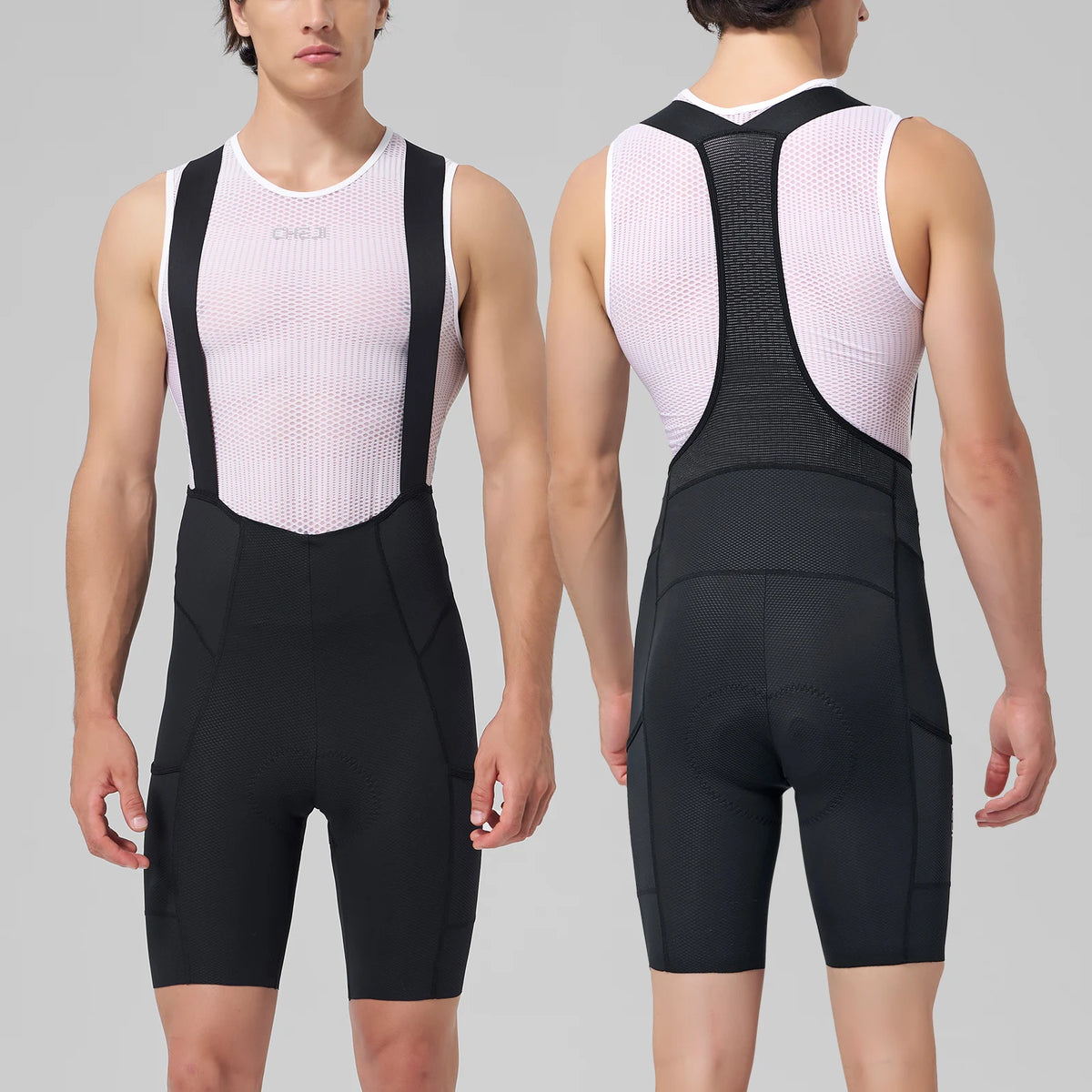 Cheji Men's Seamless Cycling Bib Shorts Breathable Quick Dry Fabric