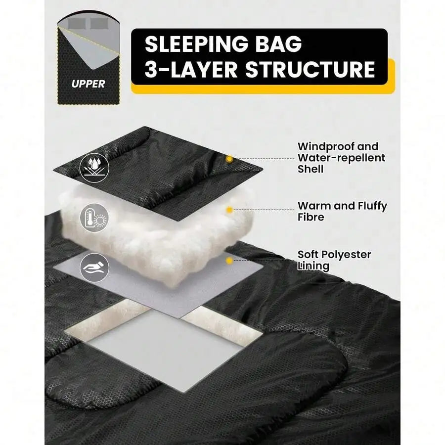 Double Sleeping Bag For Two Adults Cold Weather Camping Hiking