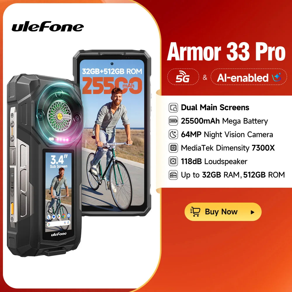 Ulefone Armor 33 Pro 5G Rugged Dual Screen Android Smartphone