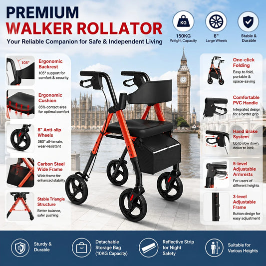 MaiDeSiTe Foldable Steel Walker With Seat For Seniors