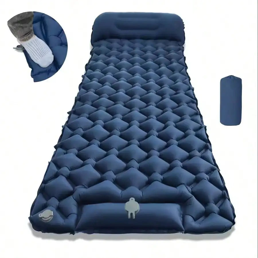 Portable Inflatable Camping Sleeping Pad With Integrated Air Pump