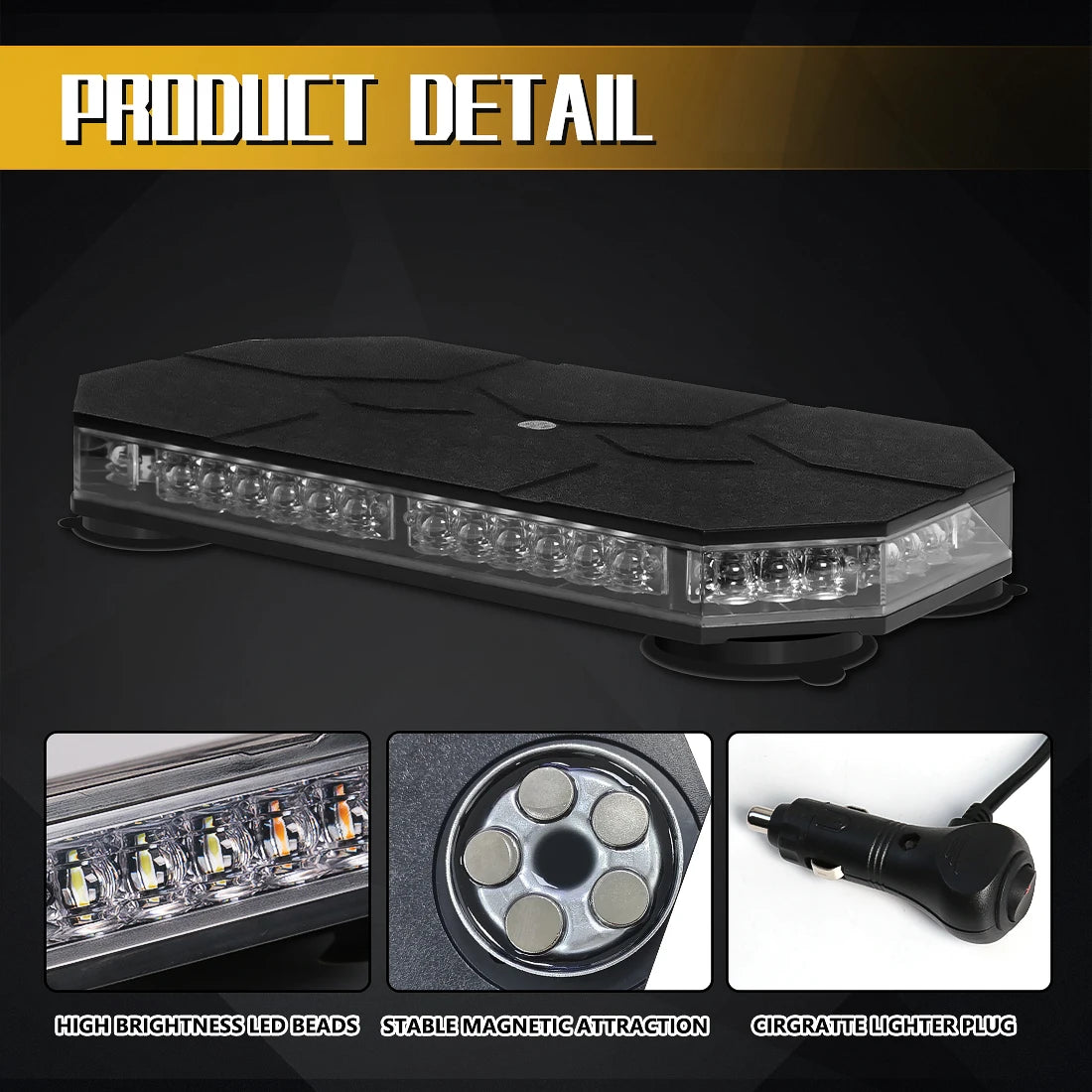 Magic Color 42 LED Magnetic Strobe Warning Light For Trucks