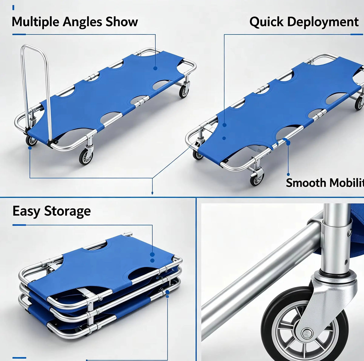 Aluminum Alloy Folding Emergency Stretcher With 350 Lb Capacity