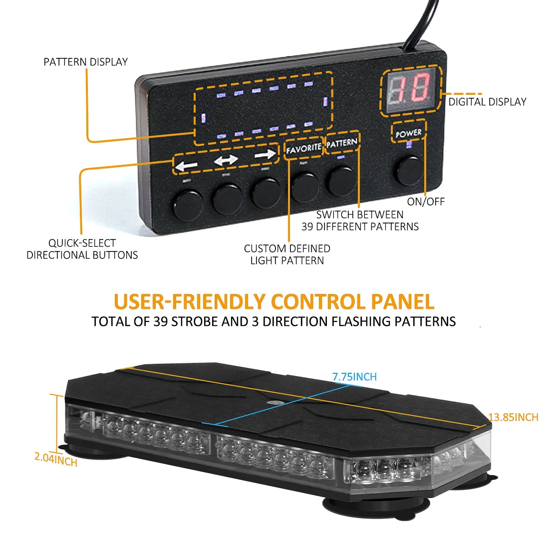 Magic Color 42 LED Magnetic Strobe Warning Light For Trucks