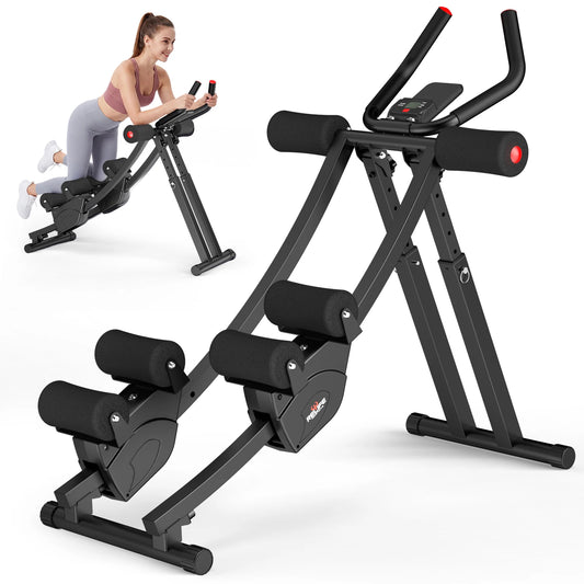 Foldable Dual Track Core Trainer With Adjustable Resistance Display