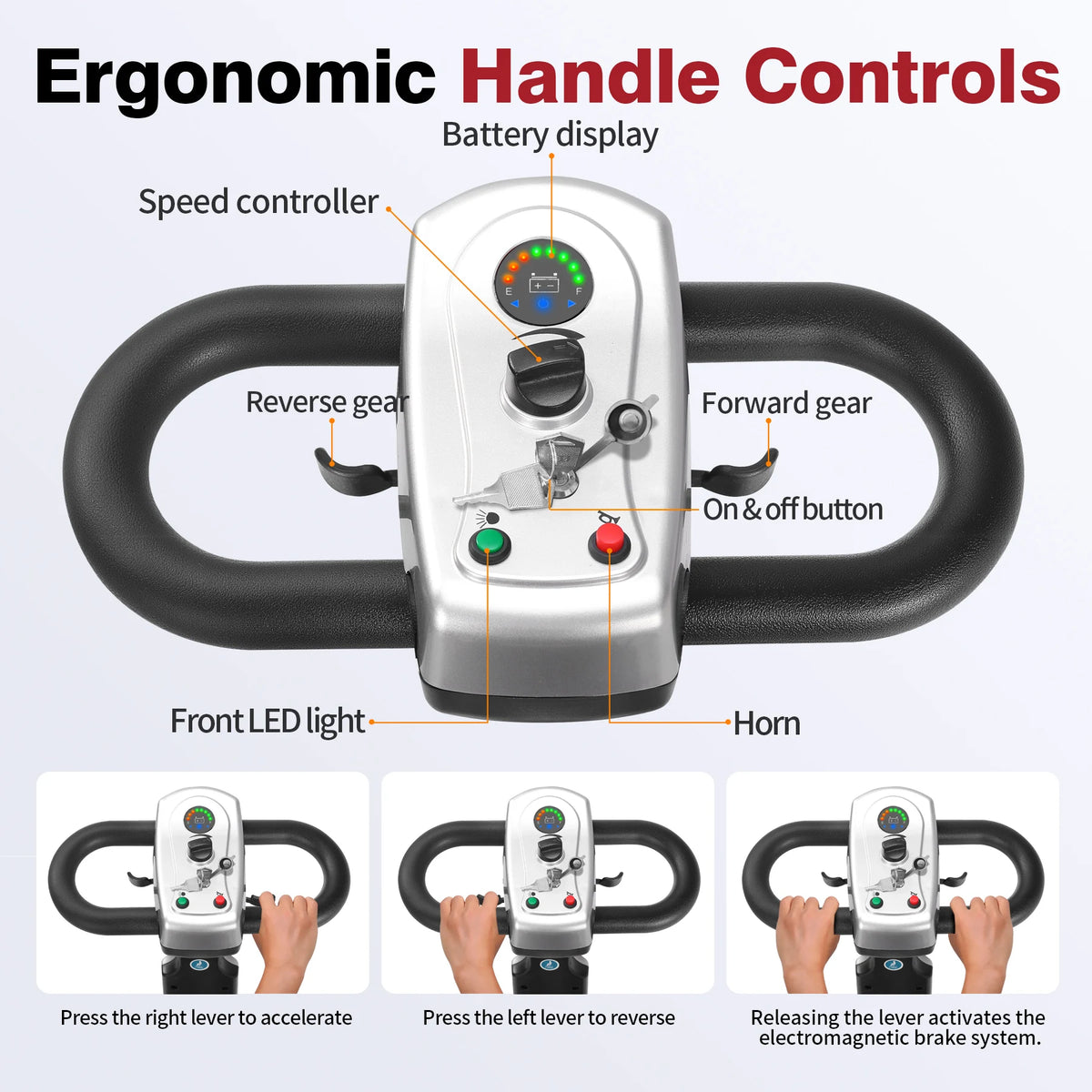Long Range Foldable Electric Mobility Scooter With Extended Magnetic Brake