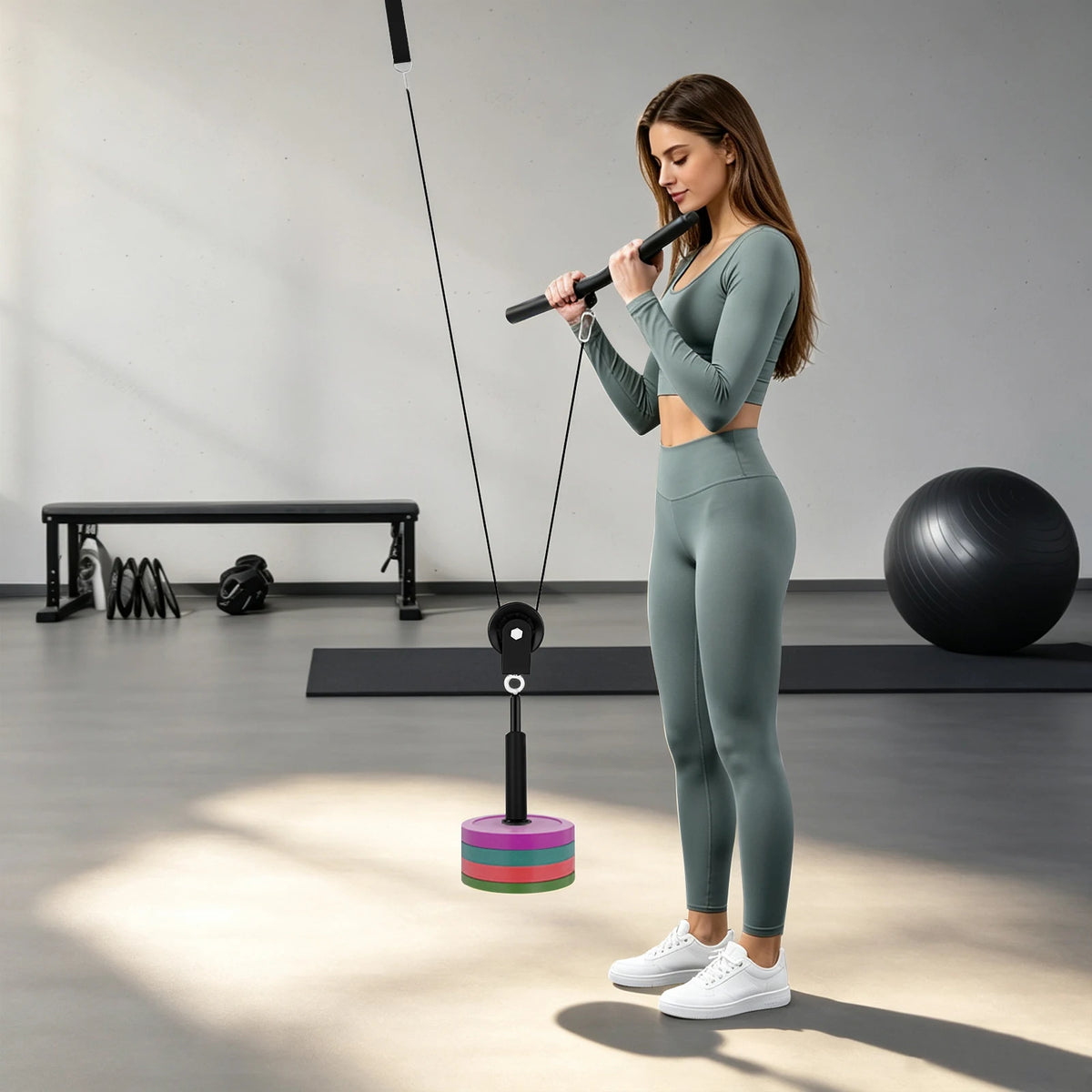 Home Cable Weight Pulley Fitness System For Strength Training