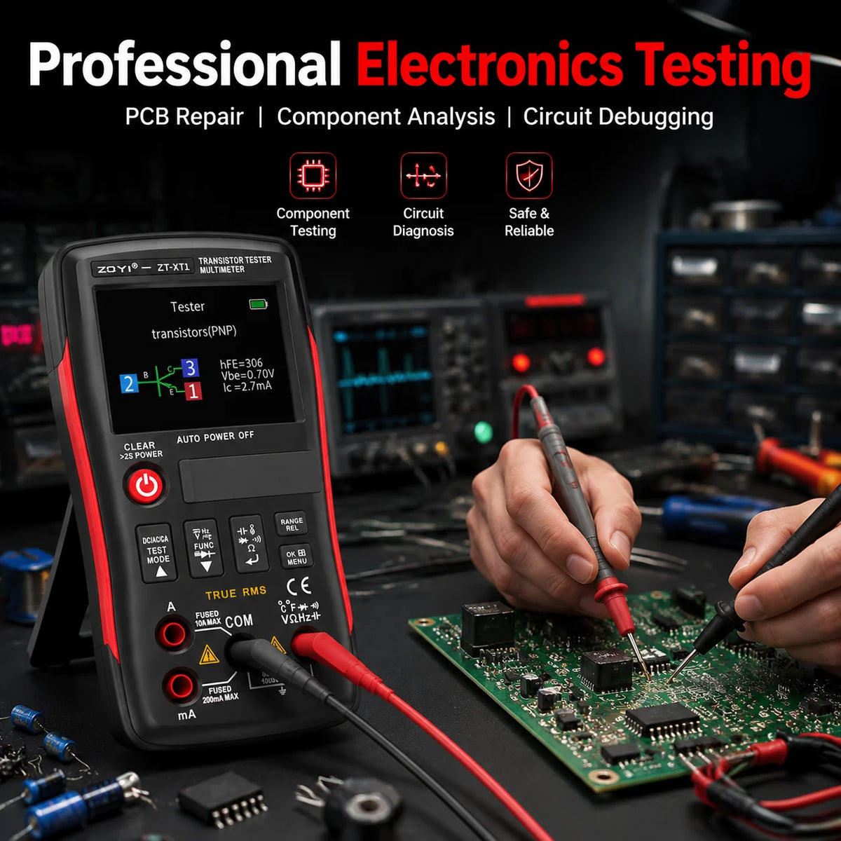 ZOYI ZT XT1 Digital Multimeter True RMS Transistor Tester