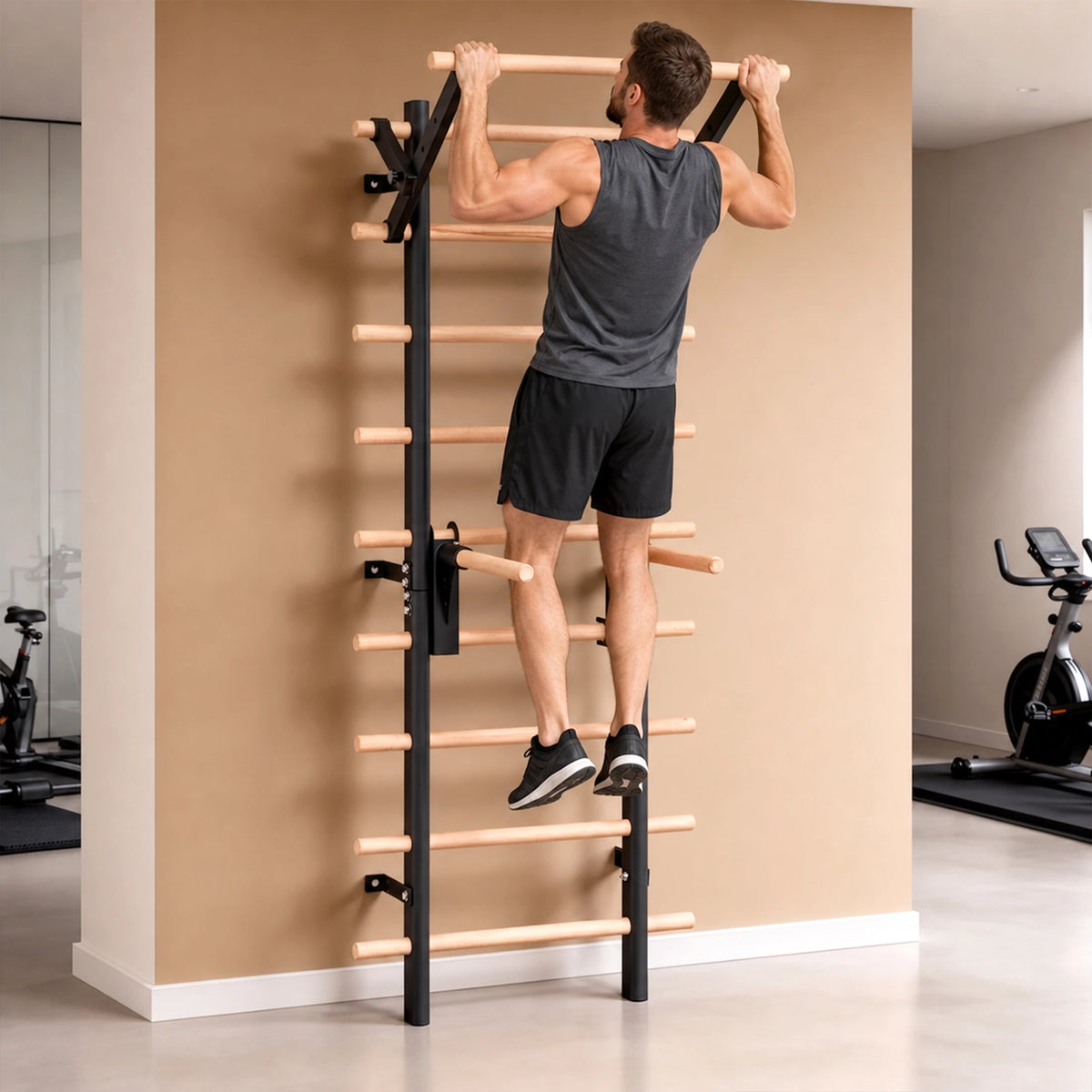 Wall Mounted Steel Frame Stall Bars With Pull Up Station