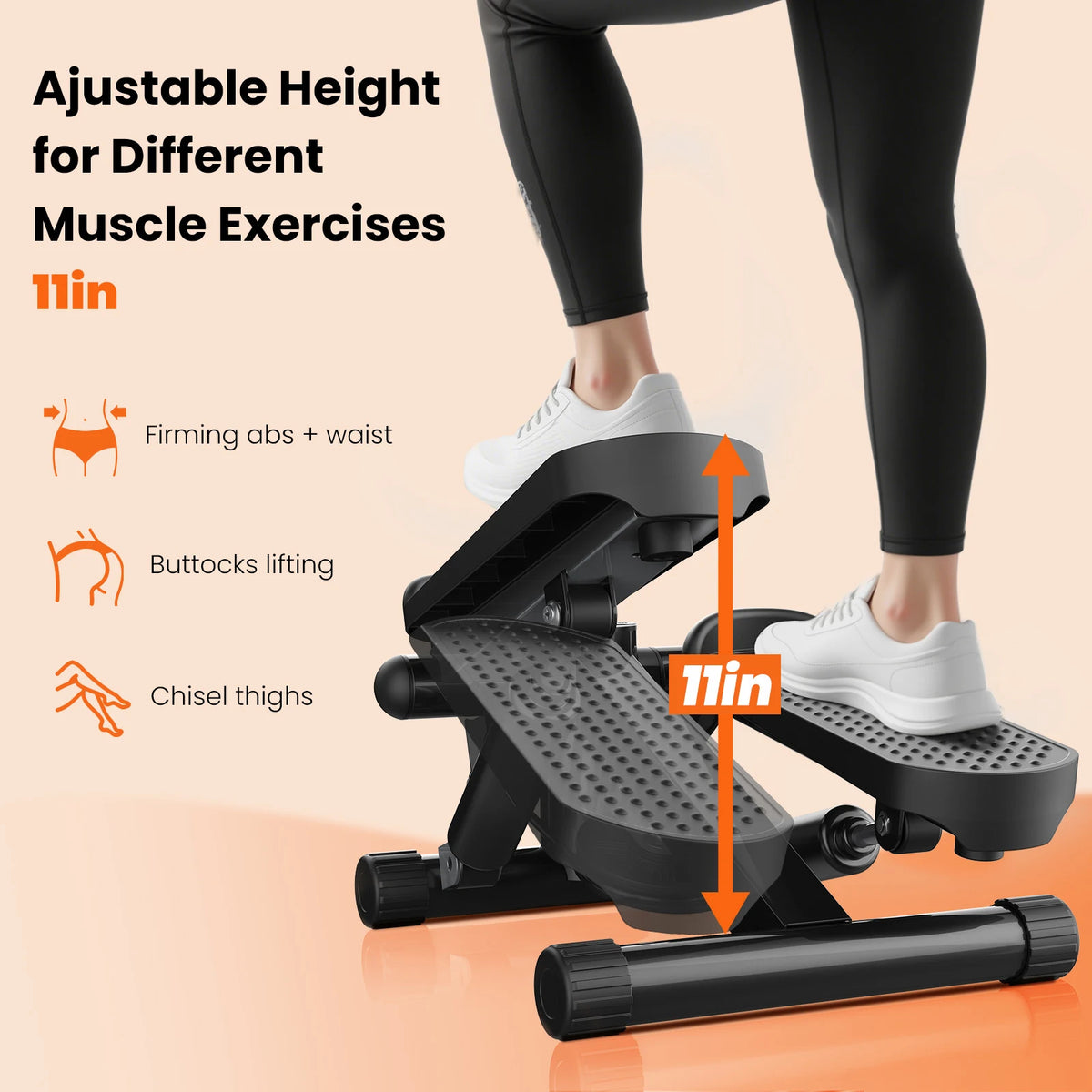 Compact Hydraulic Mini Stepper With Resistance Bands And LCD Monitor