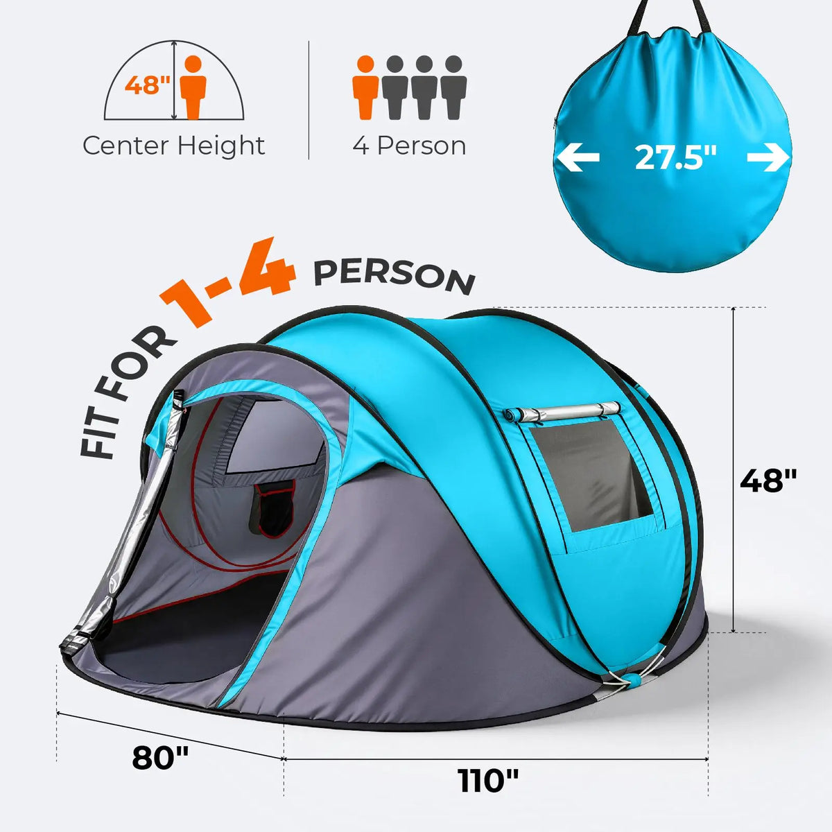 Oeny Instant Pop Up Camping Tent With Waterproof Family Shelter