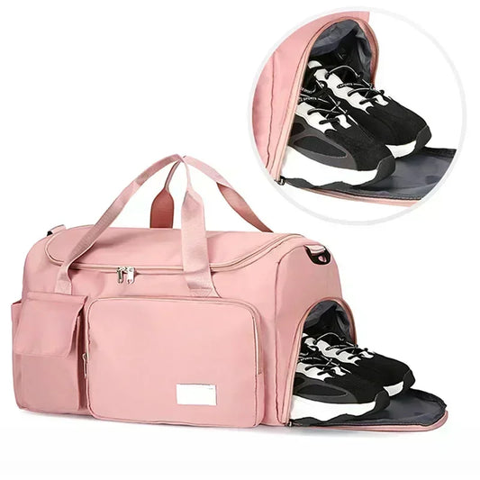 Large Capacity Nylon Travel Duffel Bag Featuring Shoe Compartment