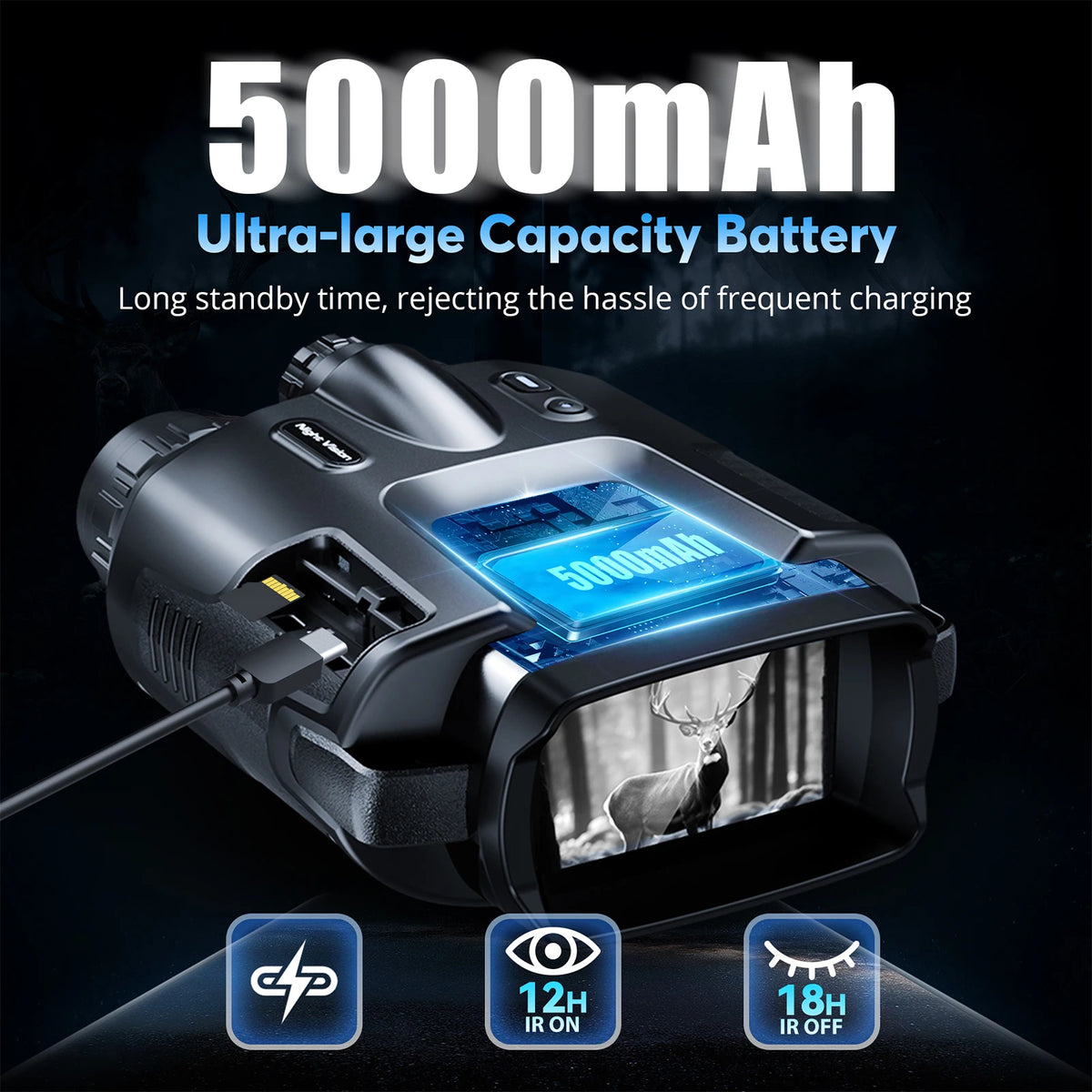 USB Rechargeable 4K Night Vision Binoculars With 8X Digital Zoom