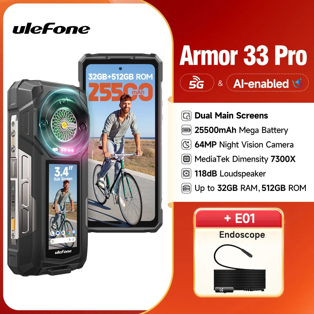 Ulefone Armor 33 Pro 5G Rugged Dual Screen Android Smartphone