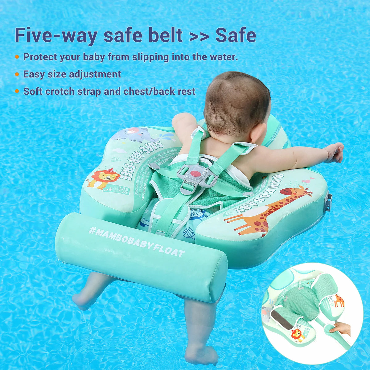 Mambobaby Non Inflatable Baby Swim Trainer With Removable Canopy