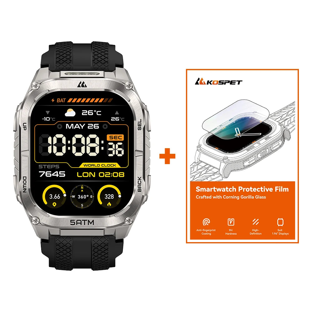 Kospe Tank M4c Gps Smartwatch With Flashlight And Health Tracking