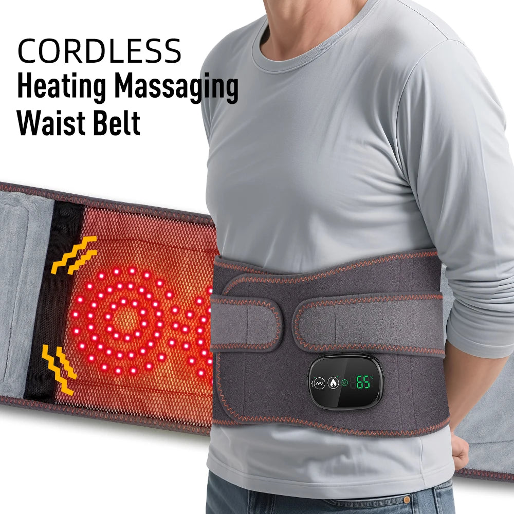 Agdoad Heating Vibration Massager Belt Red Light Waist Support