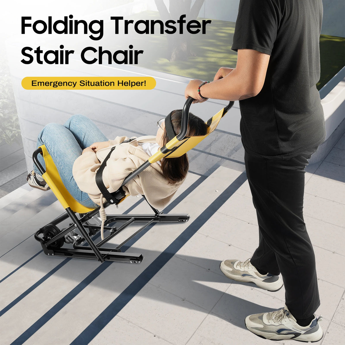 Heavy Duty Foldable Stair Chair For Elderly Emergency Evacuation