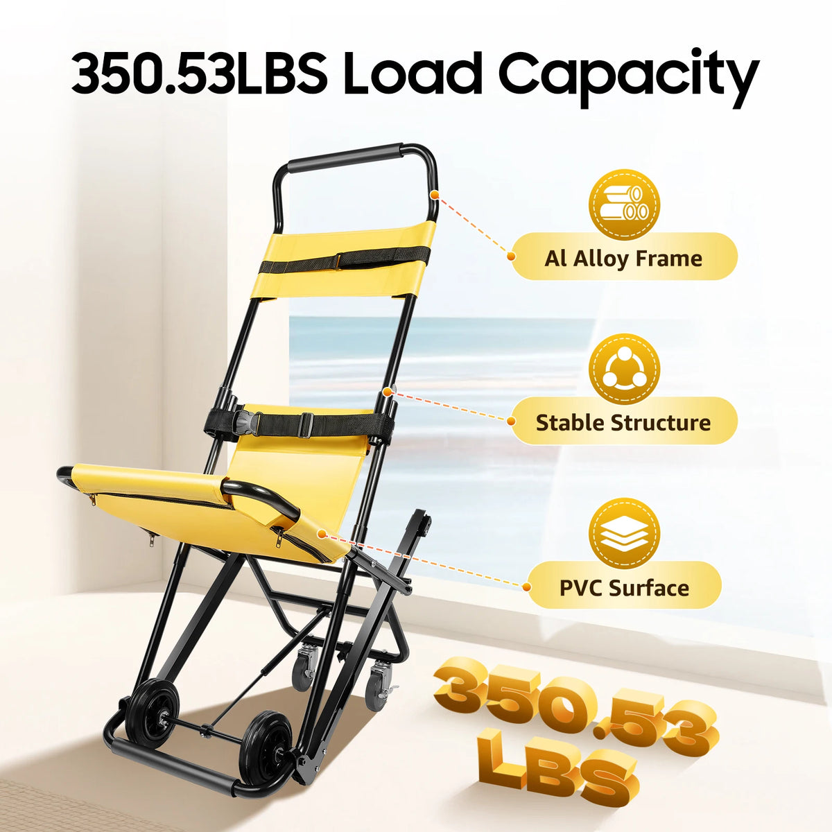 Heavy Duty Foldable Stair Chair For Elderly Emergency Evacuation
