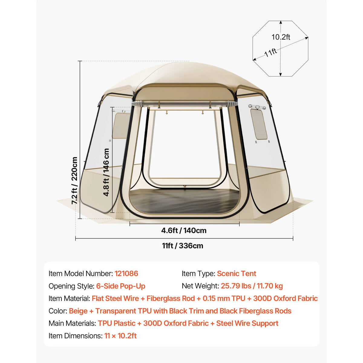 SucceBuy Waterproof Clear Bubble Tent For Outdoor Camping Shelter