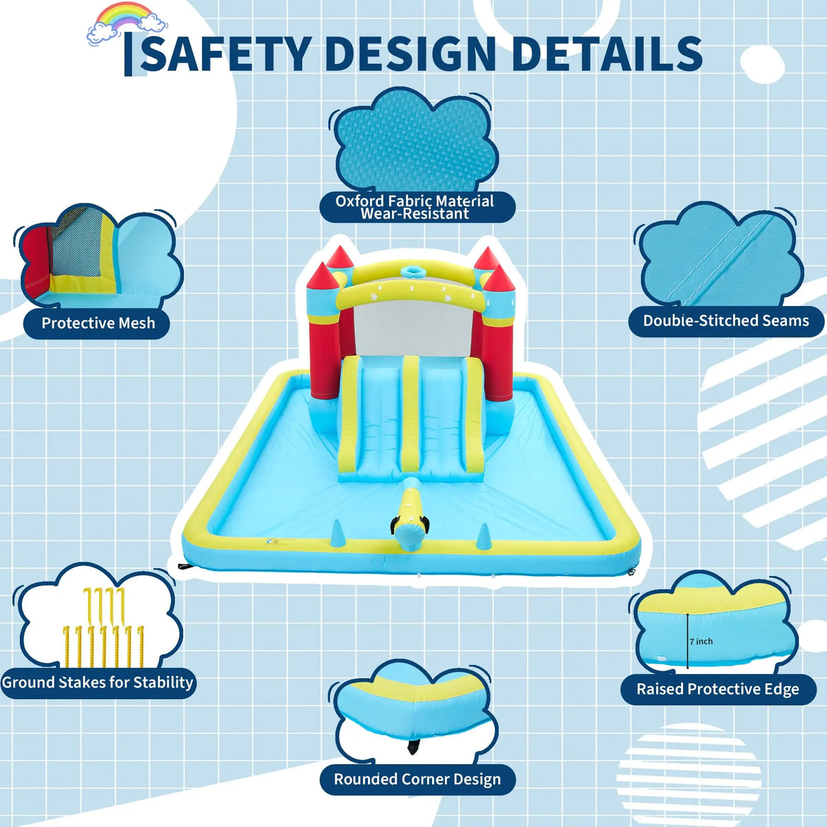 HiMiss Kids Inflatable Water Slide And Bounce House