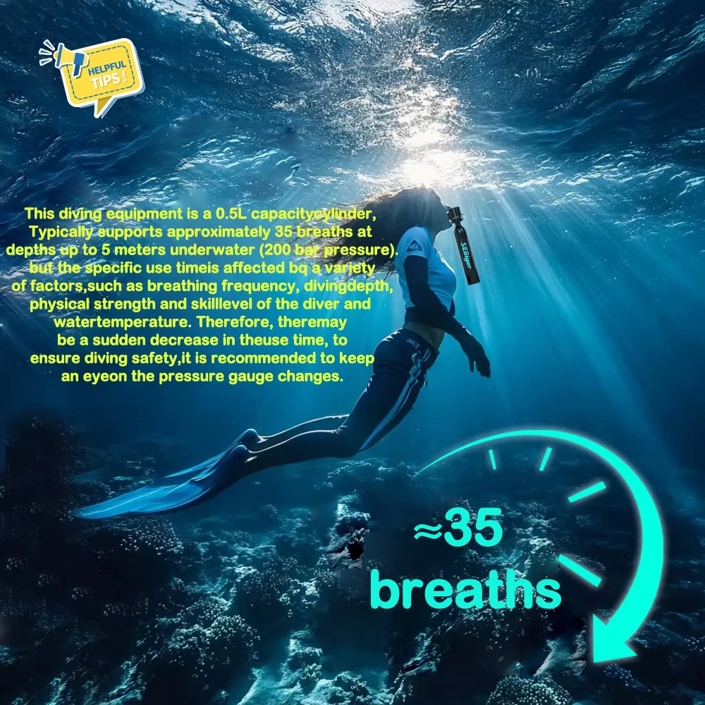 Scorkler Mini Scuba Diving Tank With Full Face Mask Pump