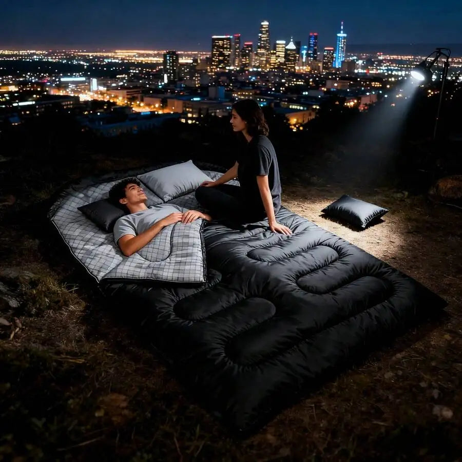 Double Sleeping Bag For Two Adults Cold Weather Camping Hiking
