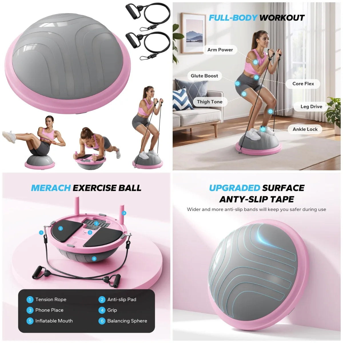 YTYIN Balance Ball Trainer With Resistance Bands And Foot Pump