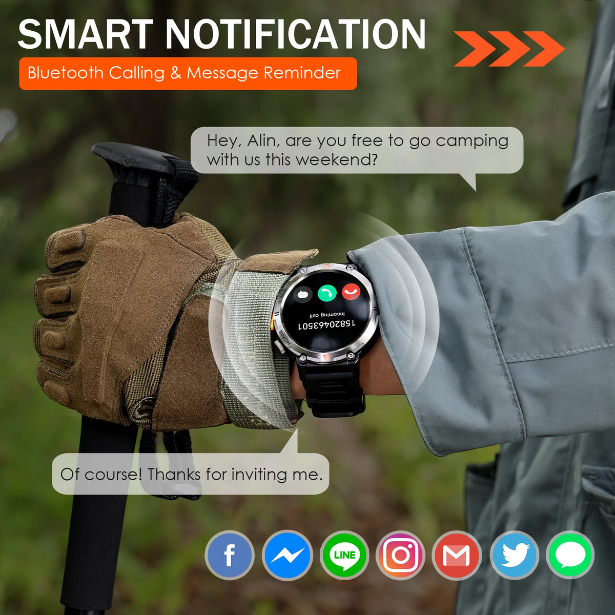 EIGIIS Ke3 Bluetooth Smartwatch With Heart Rate Health Monitoring