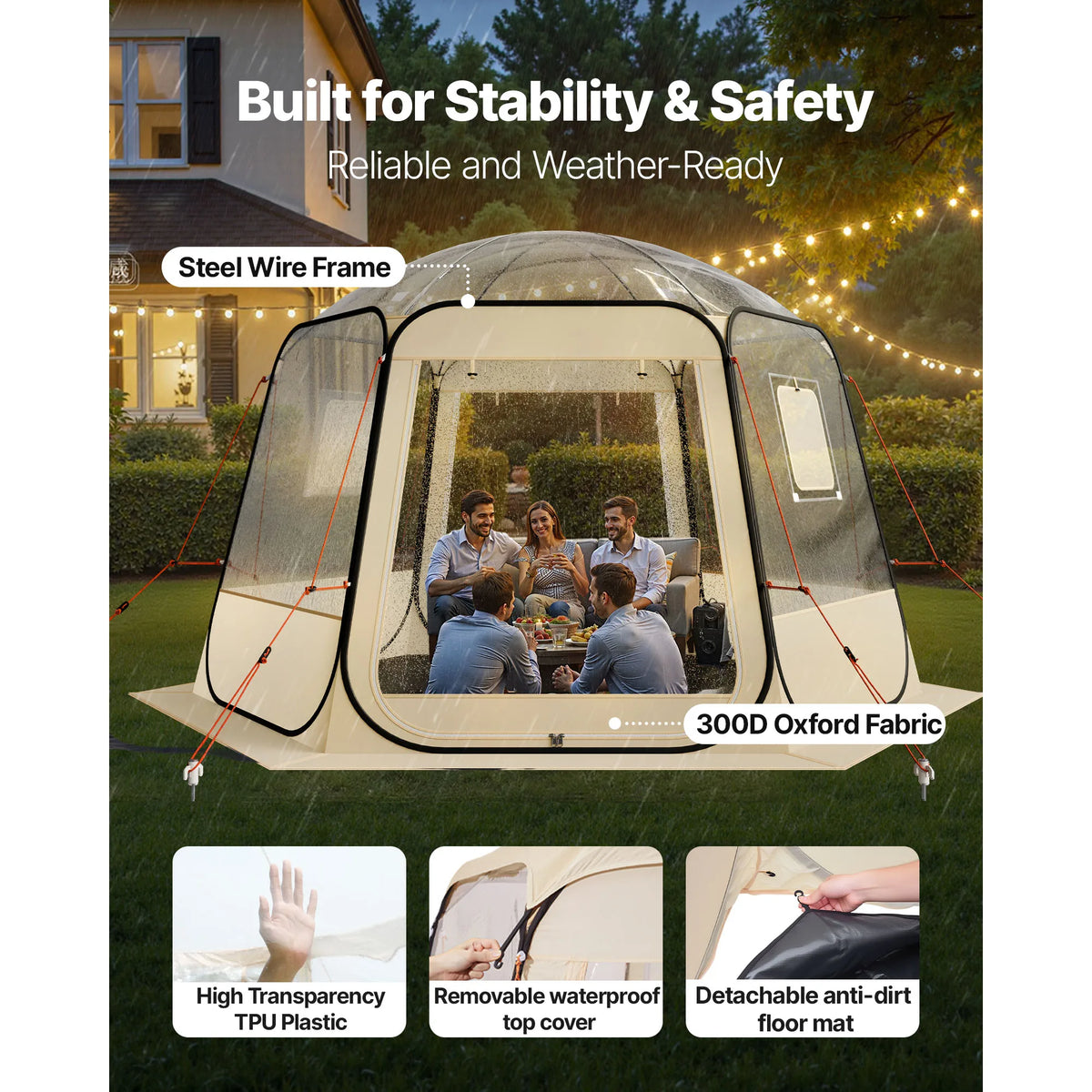 SucceBuy Waterproof Clear Bubble Tent For Outdoor Camping Shelter
