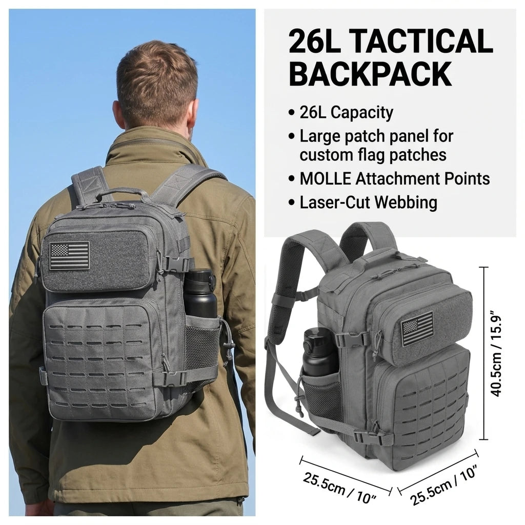 ReFire Gear Tactical MOLLE Backpack Dual Cup Holders Hiking Camping
