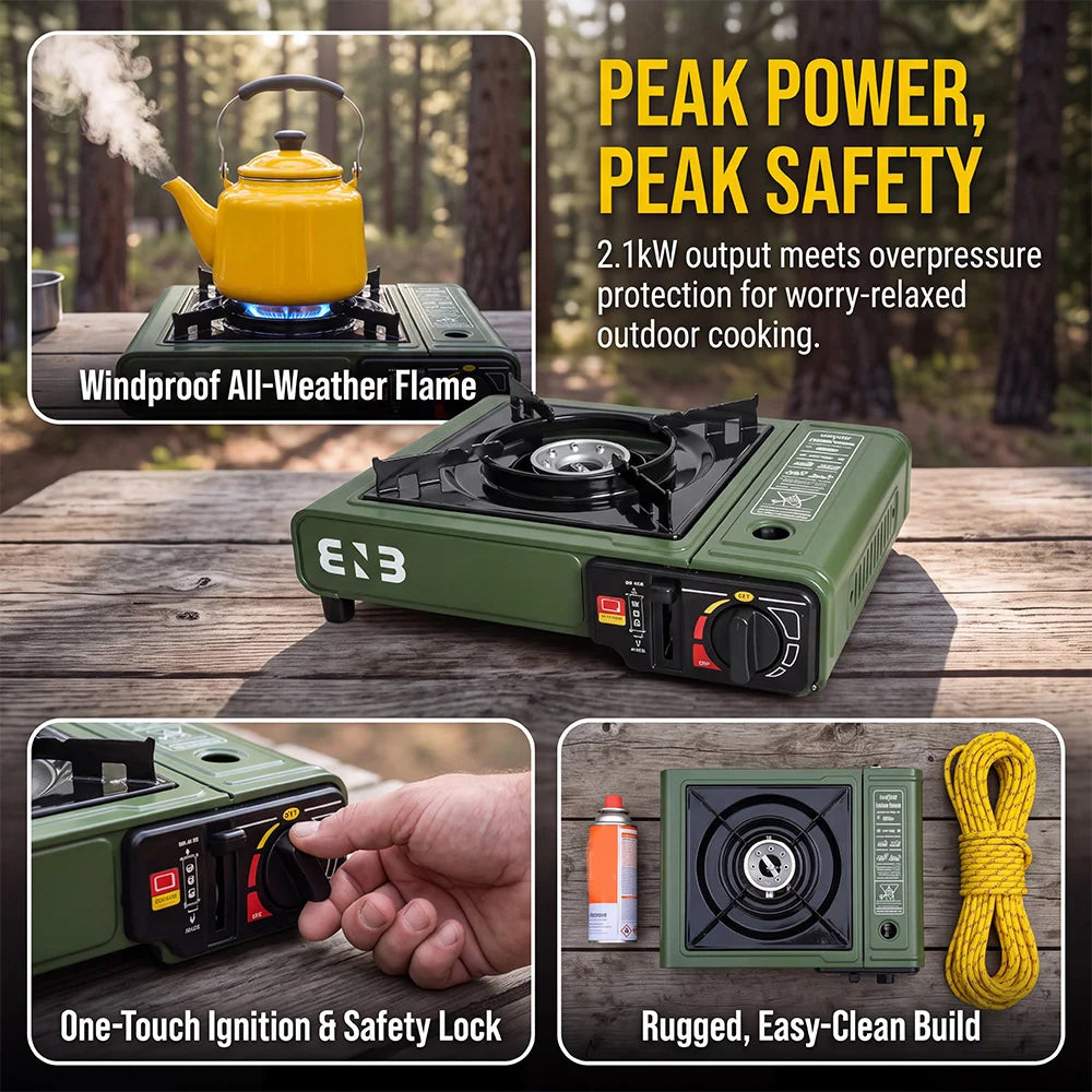Compact Portable Butane Stove With Windproof Outdoor Camping Design