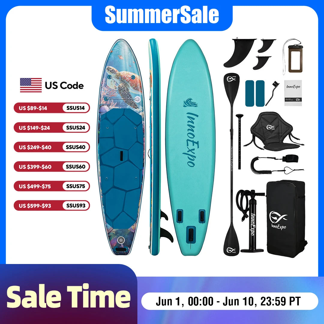 InnoExpo Inflatable Stand Up Paddle Board With Surf Accessories