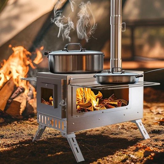 Portable Hot Tent Wood Stove With Six Stainless Chimney Pipes