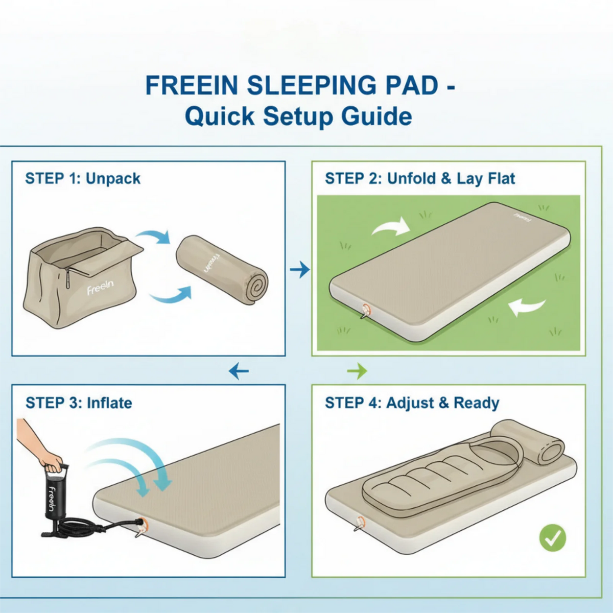 Freein Inflatable Sleeping Pad For Hiking Camping Outdoor Comfort