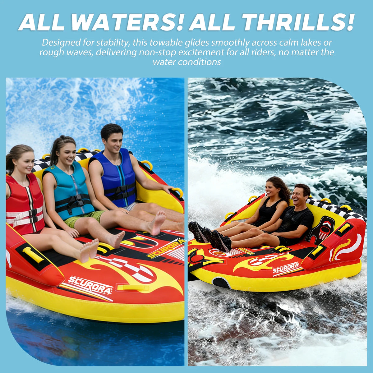 Three Person Towable Inflatable Boat Tube For Premium Water Sports