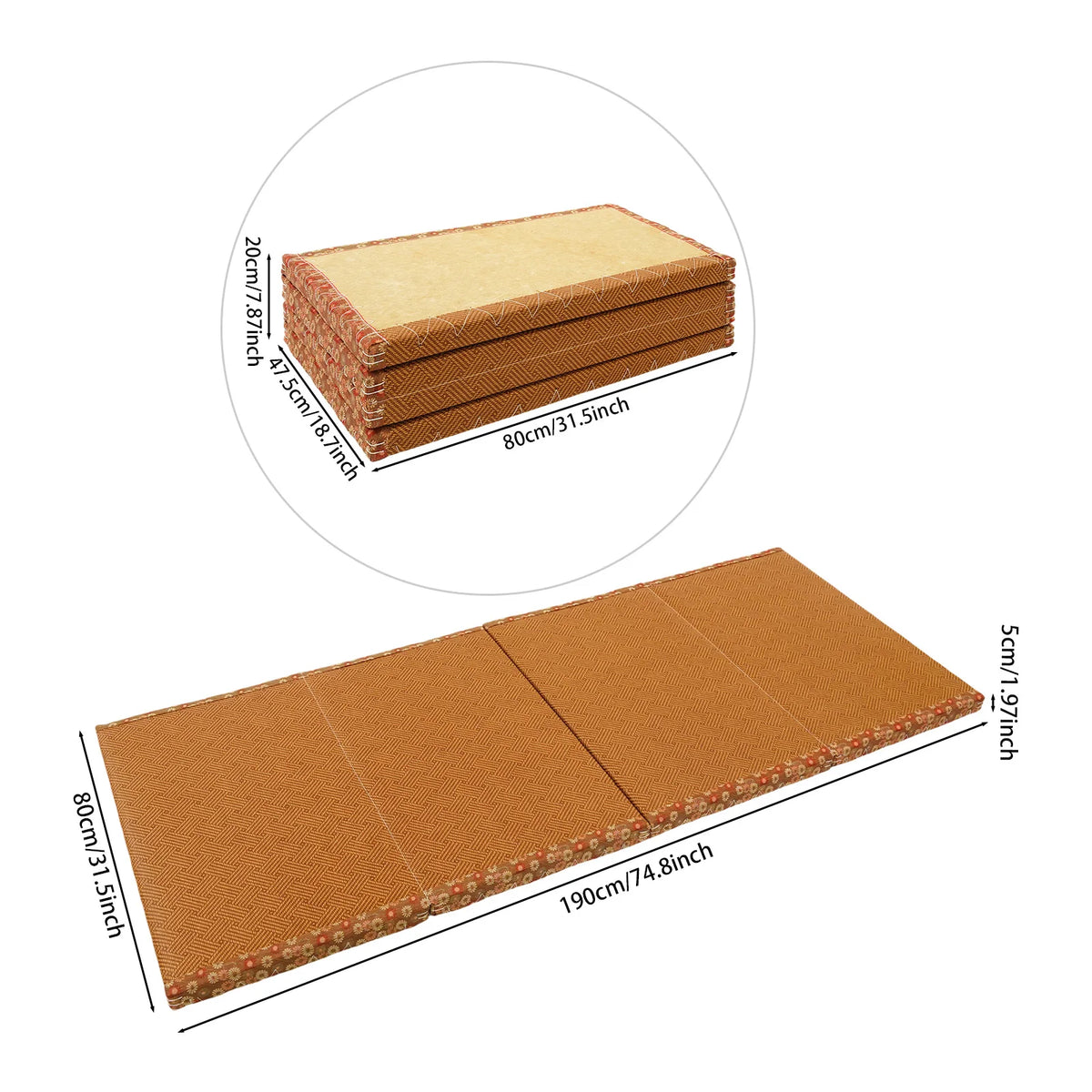 Foldable Artificial Rattan Tatami Floor Mat For Yoga And Meditation